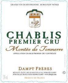 Vignobles Dampt Chablis 1er Cru Montee de Tonnerre 2018 (6459)